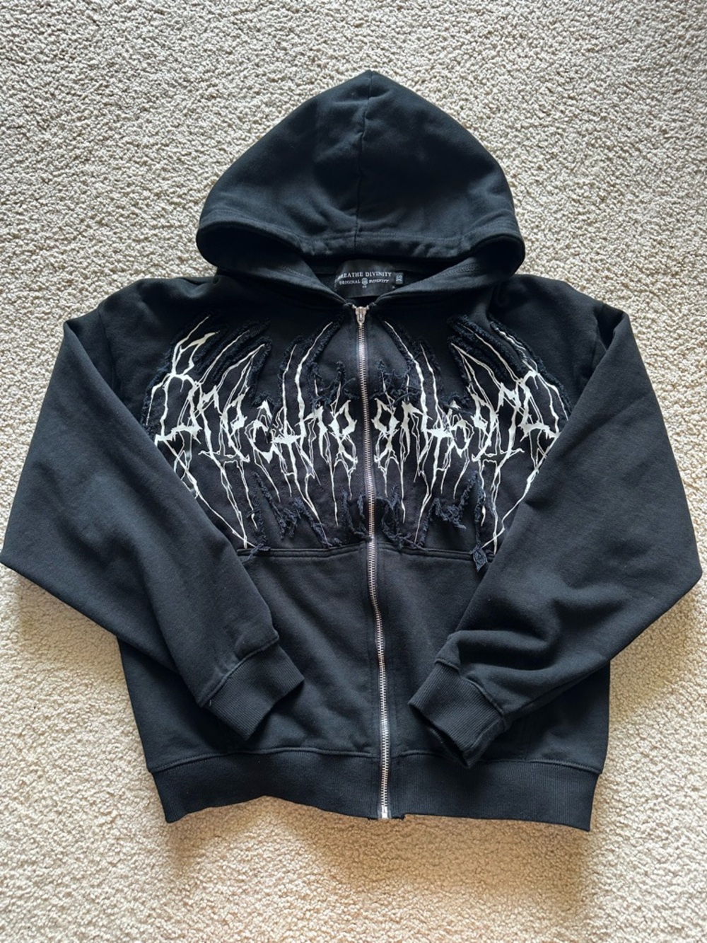 Breathe Divinity Deconstructed Armor Hollow Saint zip-up hoodie SIZE XS
